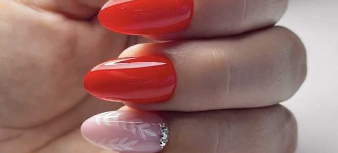 Красный маникюр с дизайном на миндалевидных ногтях или как быть в тренде?