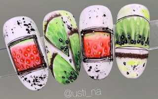 Маникюр с сочными фруктами на ногтях — фото