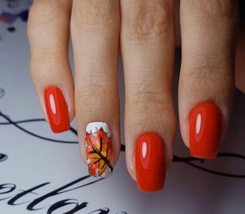 Акварель осенняя на ногтях