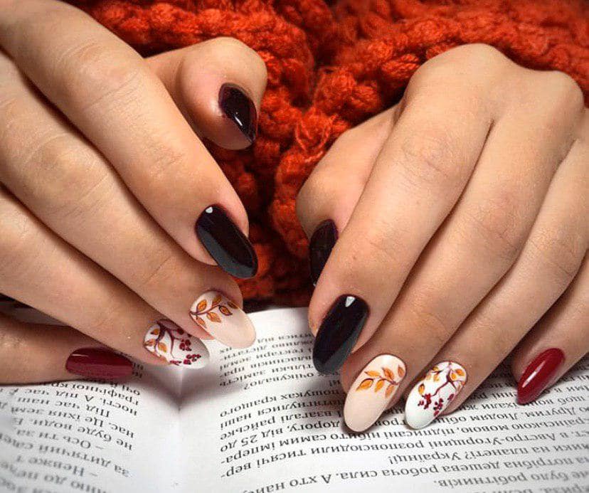 Акварель осенняя на ногтях