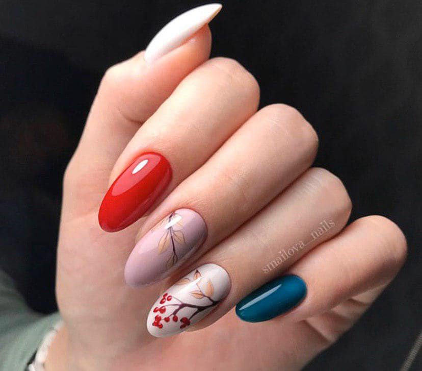 Акварель осенняя на ногтях