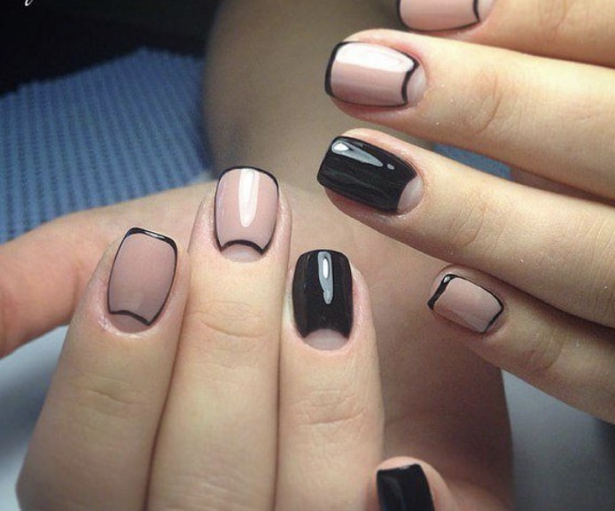 Дизайн «Рамка» на коротких ногтях