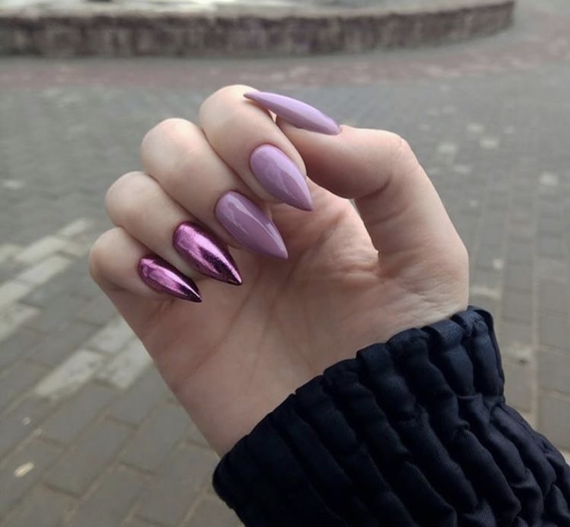 Длинные ногти миндалевидной формы