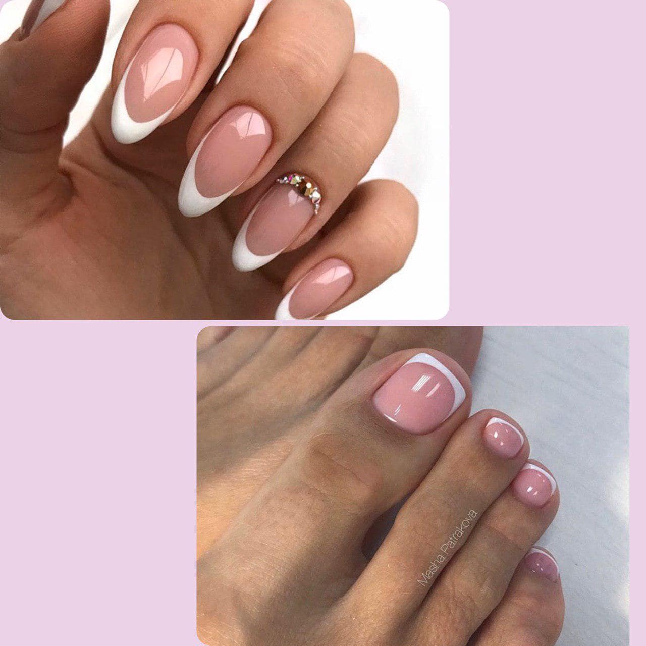 Гармоничное сочетание французского маникюра и педикюра