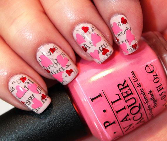 Газетный маникюр на День Влюбленных