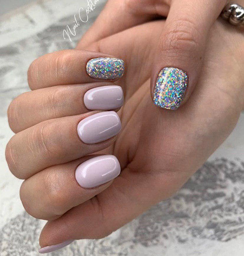 Маникюр на осень с блестками