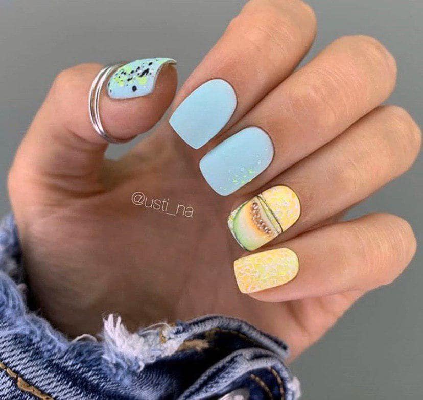 голубой с желтым и дизайном дыня