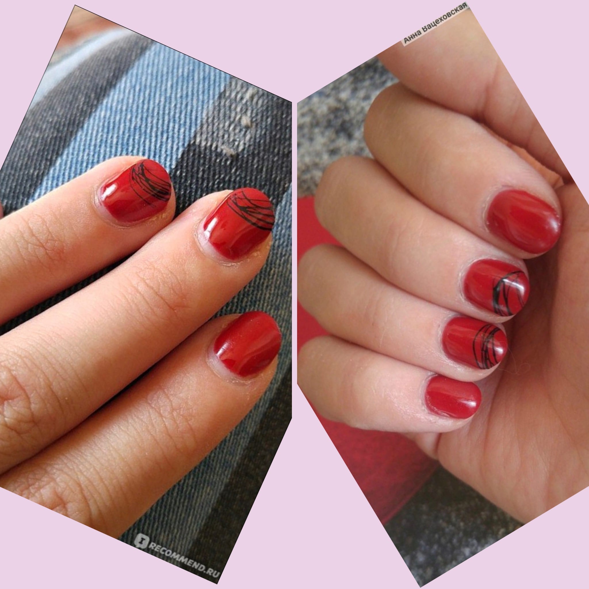 Пример носки ногтей сразу после маникюра и спустя 2 недели