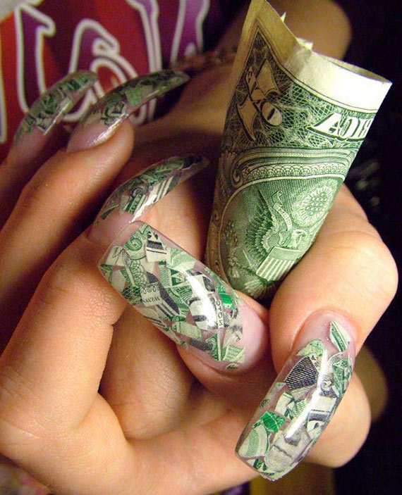 Аквариумный дизайн ногтей с долларом