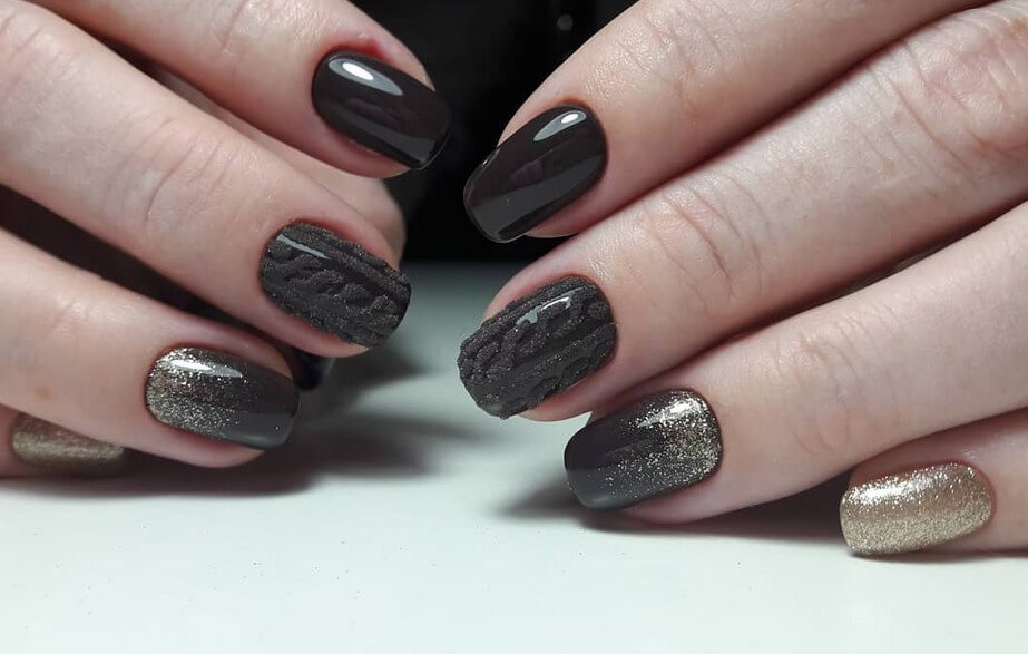 Черные блестки с вязаным дизайном