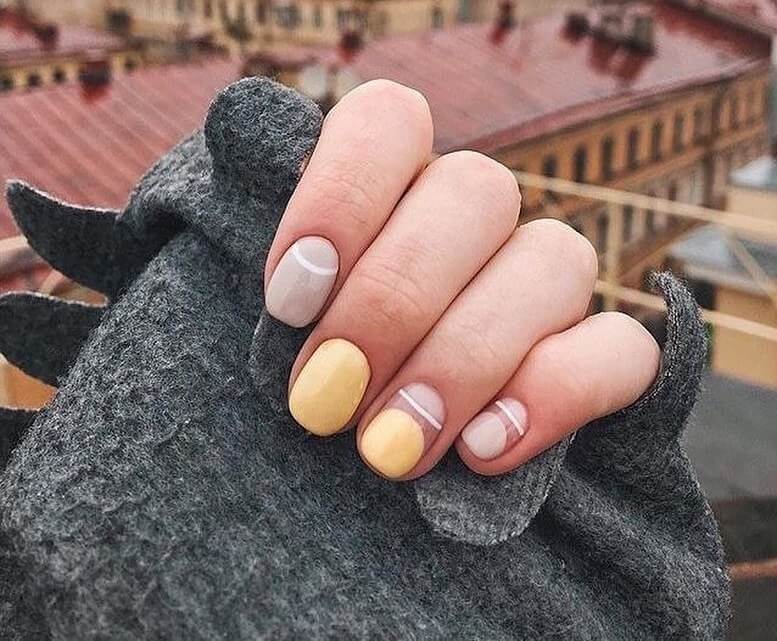 Деловой желтый маникюр