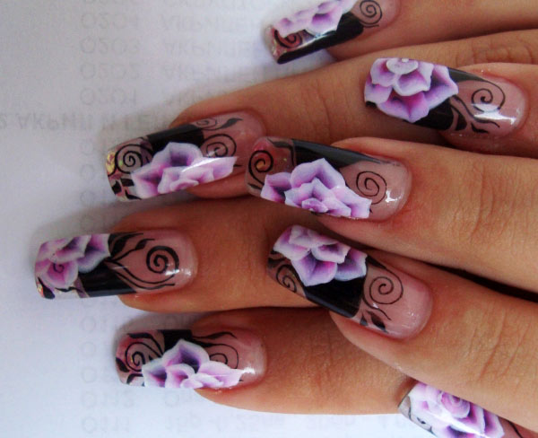 Фото нарощенных ногтей с 3D дизайном