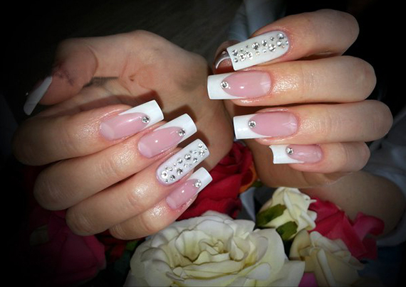 свадебный френч на ногтях