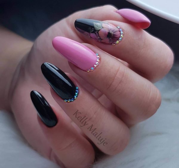 Жостовская роспись для длинных ногтей