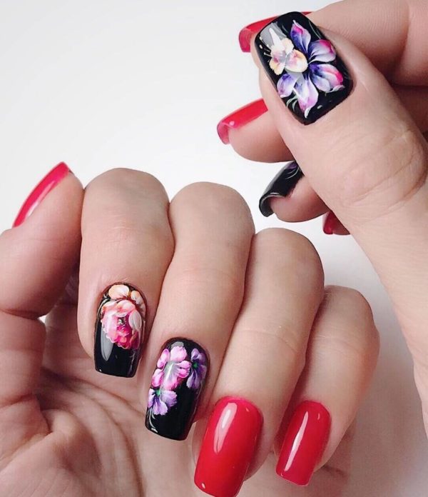 Идея классической жостовской росписи ногтей