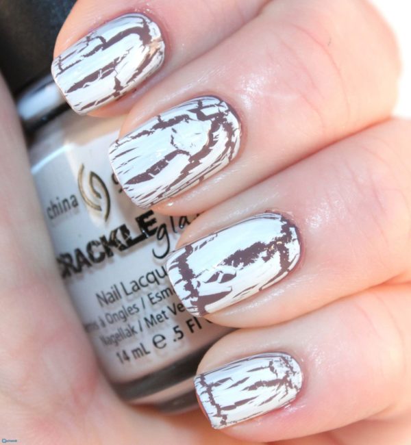 белый кракелюр на короткие ногти