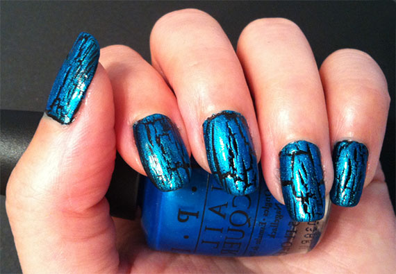 Маникюр кракелюр синий