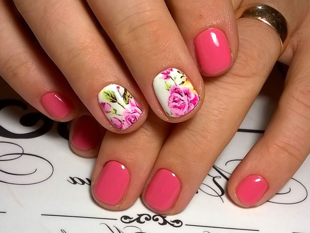 розовый нейл арт