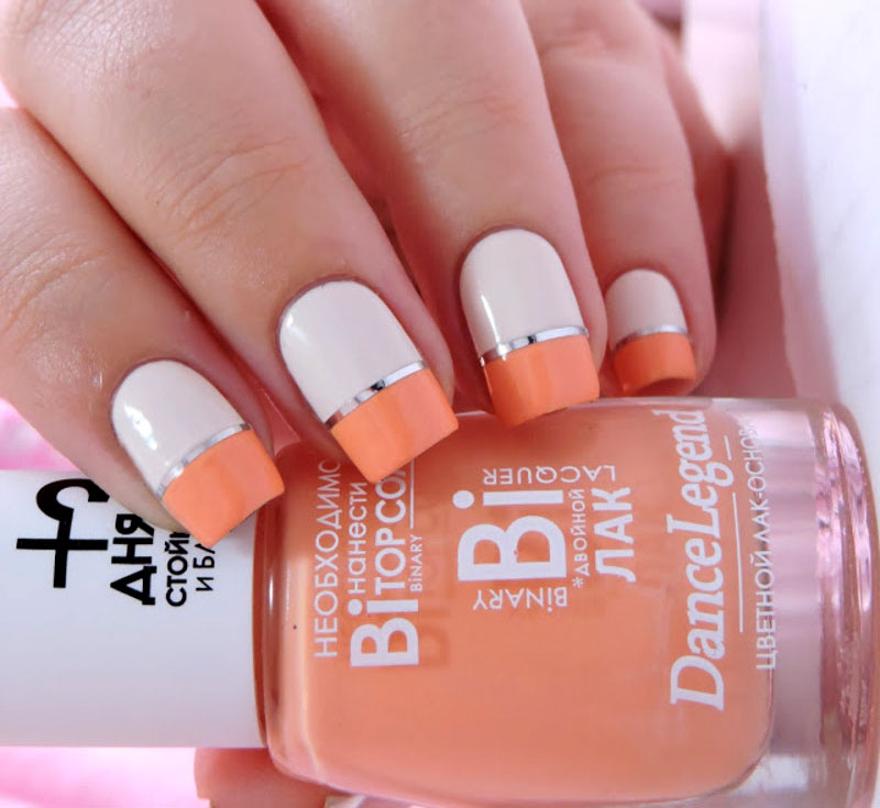 двухцветный нейл арт