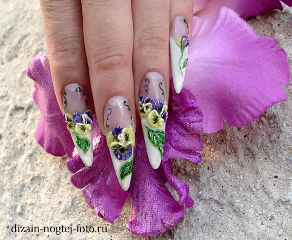 Фото объемного дизайна нарощенных ногтей