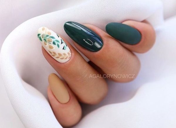 Осенний маникюр на длинные ногти