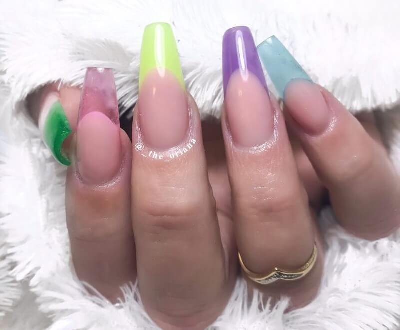 Разноцветный прозрачный френч