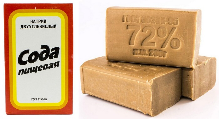 Ванночка с хозяйственным мылом и содой от натоптышей