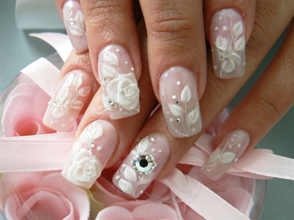 Свадебный дизайн ногтей